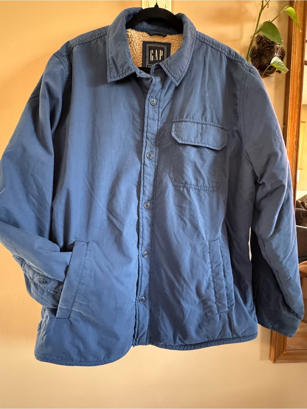 Gap Blue Sherpa-Lined Cozy Shirt Jacket Men’s XL